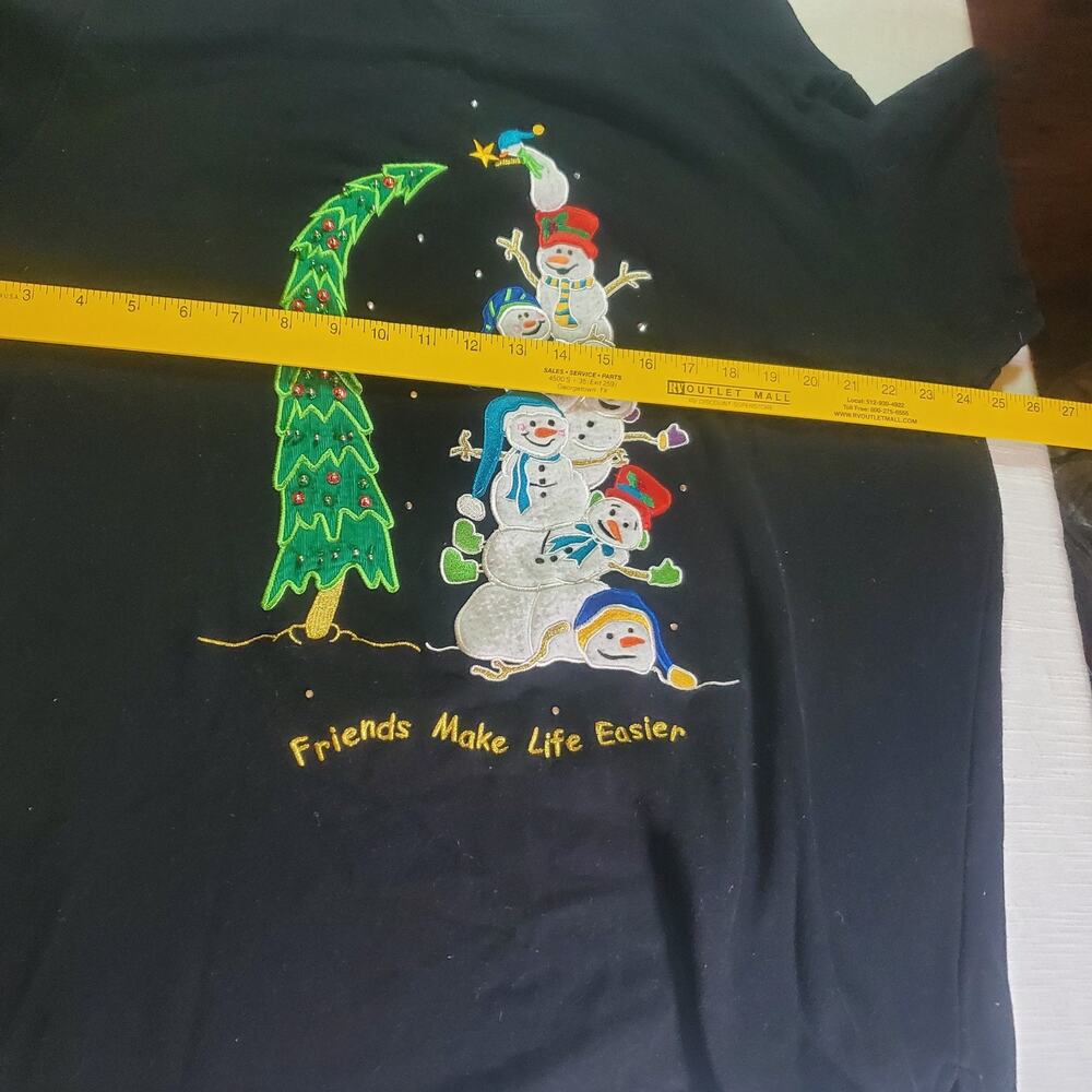 Quacker Factory Womens Plus 1X Black Christmas Sweater Friends Make Life Sweeter - Picture 5 of 8